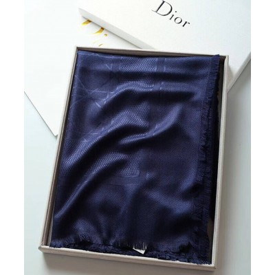 Christian Dior Navy Blue Cannage Shawl 140 cm