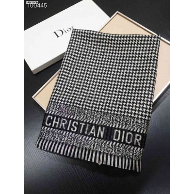 Christian Dior Stole In Black/White Wool