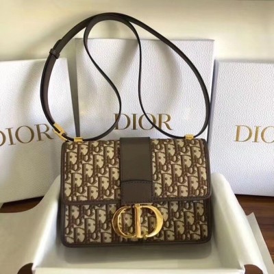 Dior 30 Montaigne Bag In Brown Oblique Jacquard Canvas