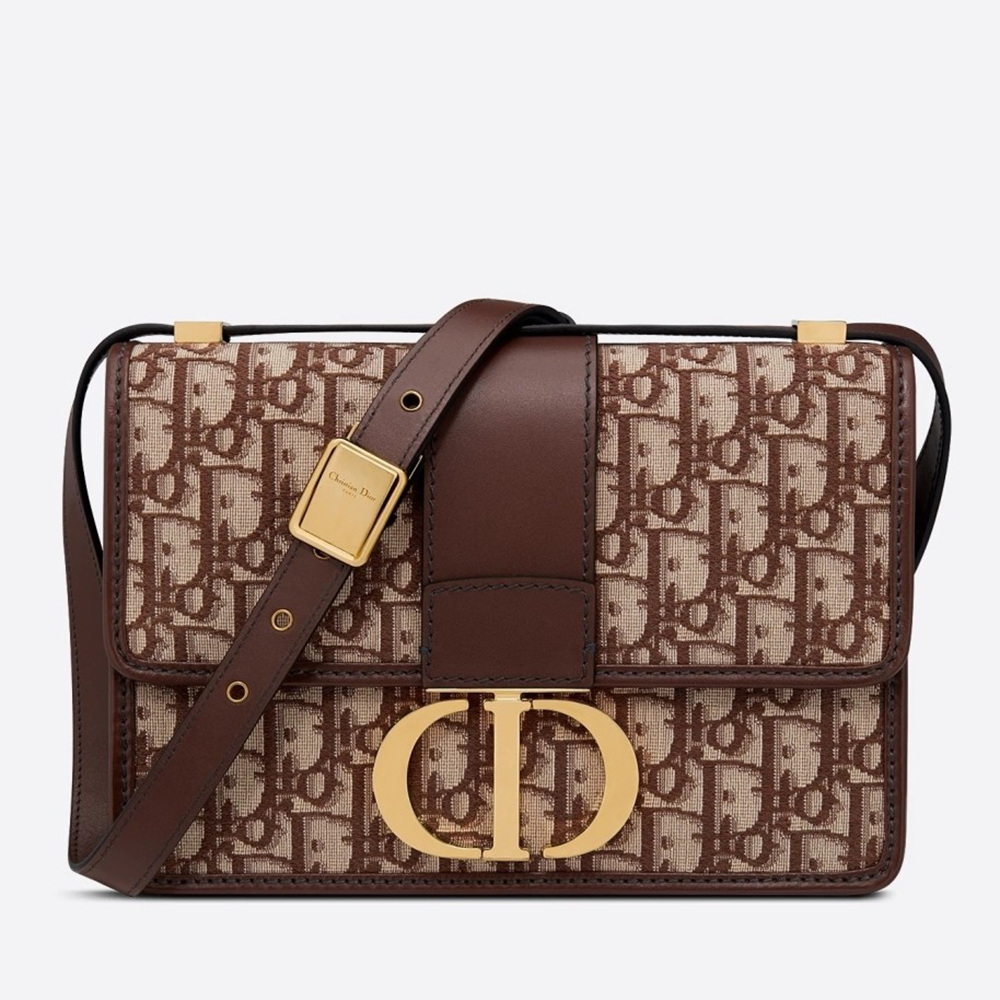 Dior 30 Montaigne Bag In Brown Oblique Jacquard Canvas