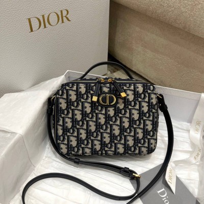 Dior 30 Montaigne Box Bag In Blue Dior Oblique Canvas