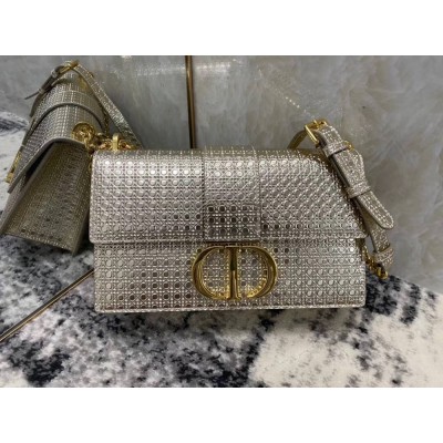 Dior 30 Montaigne Chain Bag In Metallic Gold Calfskin