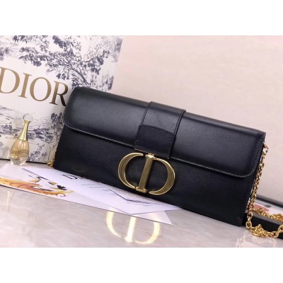 Dior 30 Montaigne Clutch Bag In Black Lambskin