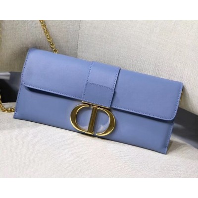 Dior 30 Montaigne Clutch Bag In Denim Blue Calfskin