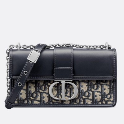 Dior 30 Montaigne East-West Bag with Strap in Oblique Jacquard and Calfskin