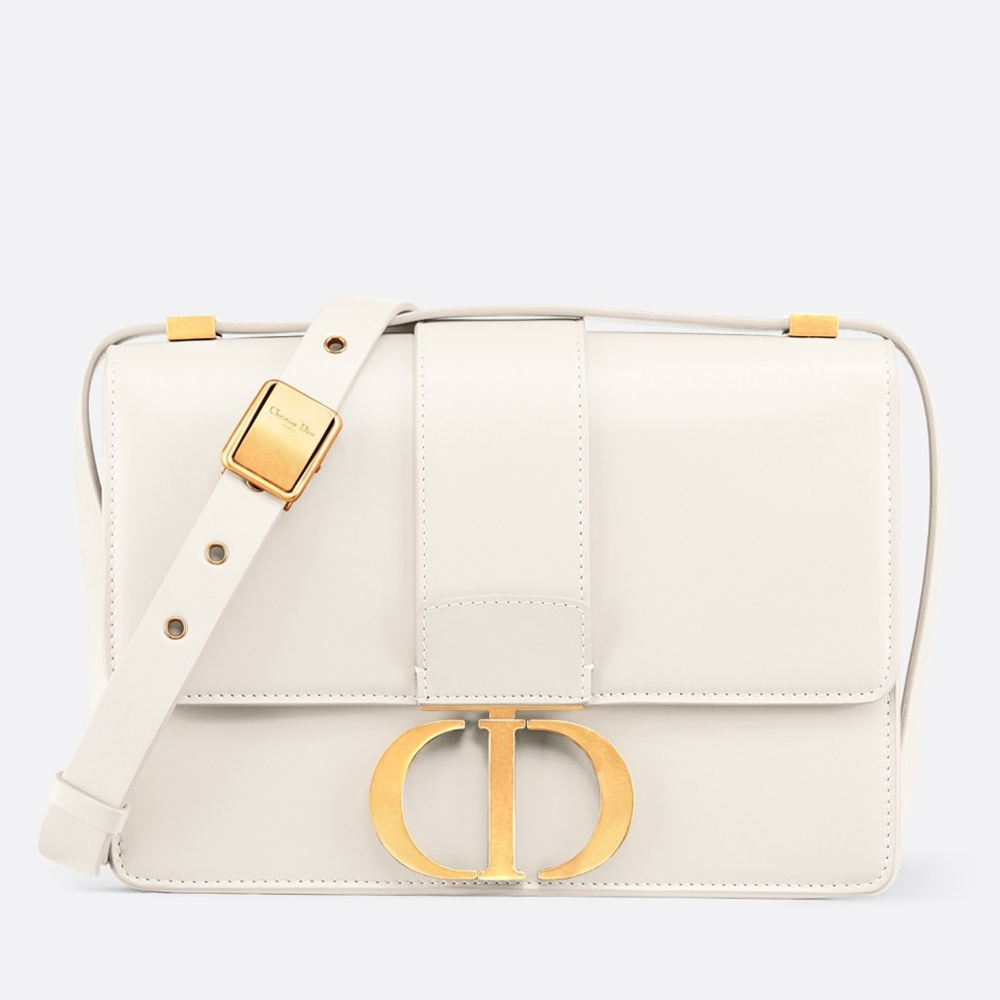 Dior 30 Montaigne Medium Bag In White Box Calfskin