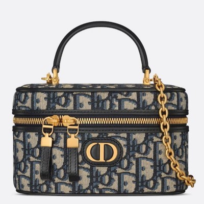 Dior 30 Montaigne Mini Vanity Case in Blue Oblique Jacquard