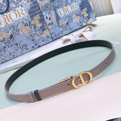 Dior 30 Montaigne Reversible 20MM Belt in Grey and Black Calfskin