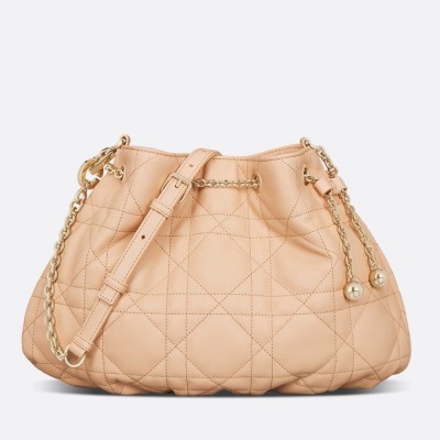 Dior Ammi Medium Bag in Sand Pink Macrocannage Lambskin