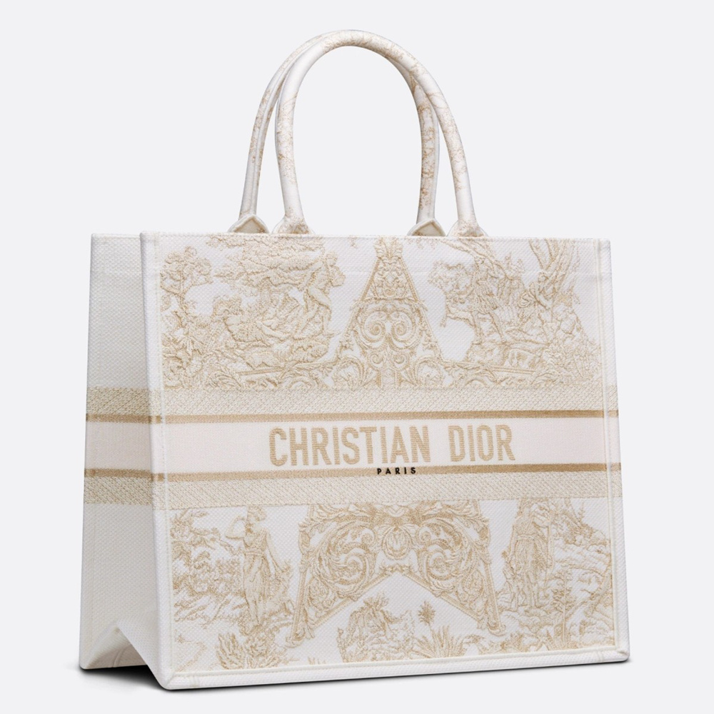 Dior Book Tote Bag In Dior Around the World Stella Embroidery