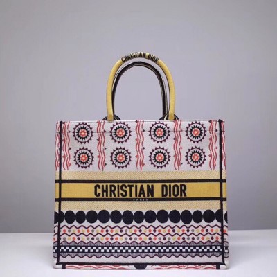 Dior Book Tote Bag In Multicolored Geometric Canvas