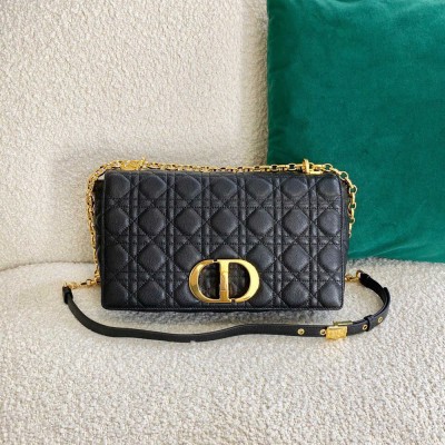 Dior Caro Large Bag In Black Cannage Calfskin