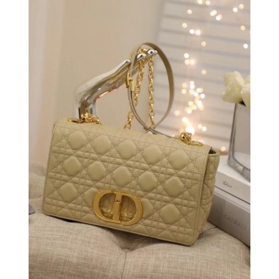 Dior Caro Medium Bag In Beige Cannage Calfskin