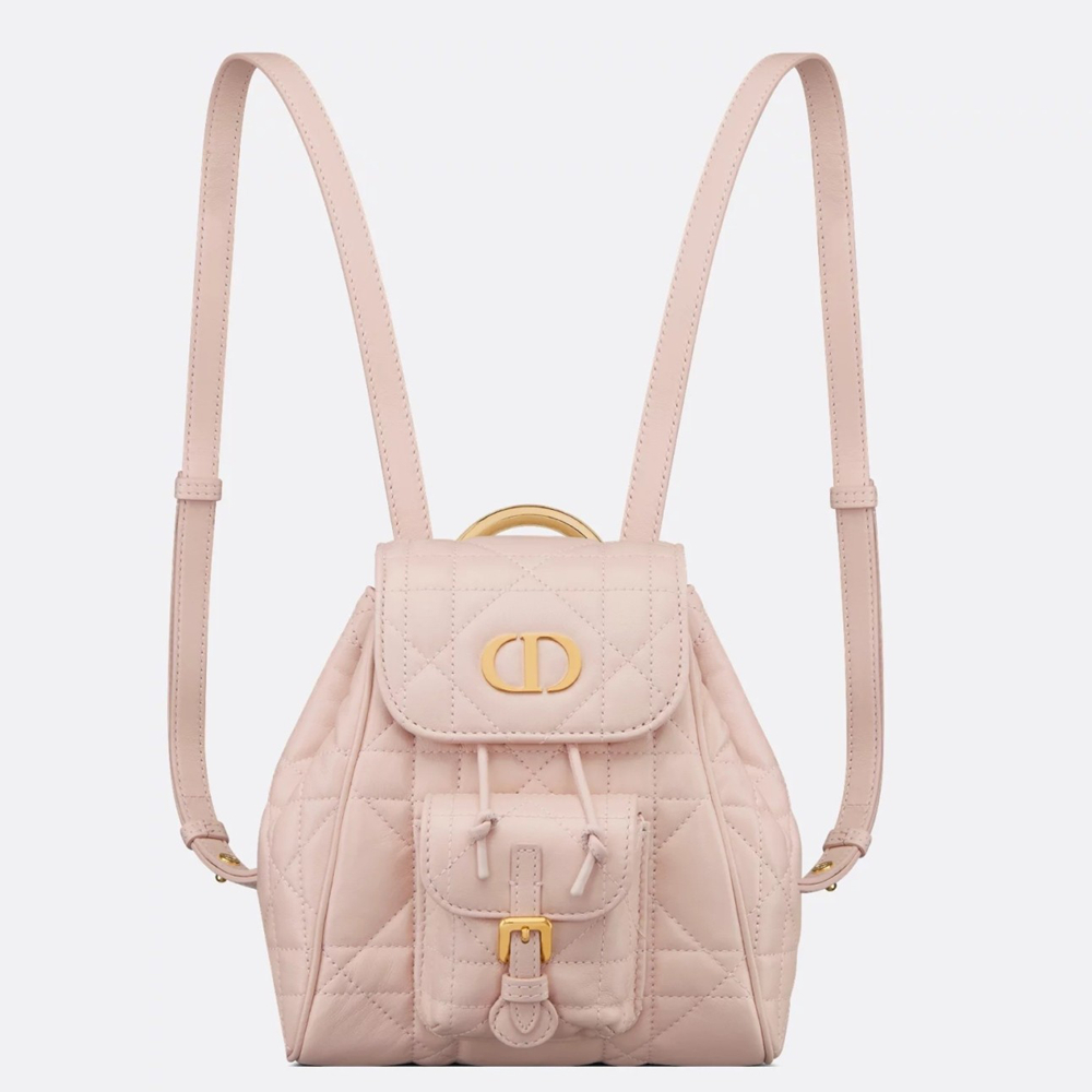 Dior Caro Small Backpack in Pink Macrocannage Lambskin