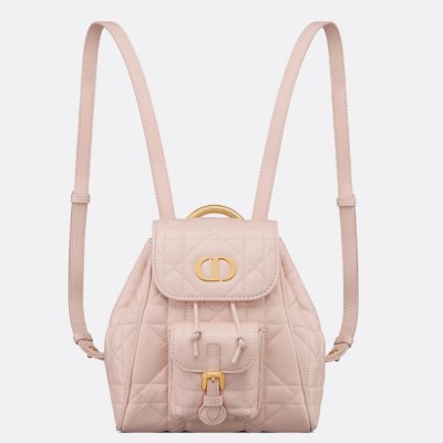 Dior Caro Small Backpack in Pink Macrocannage Lambskin