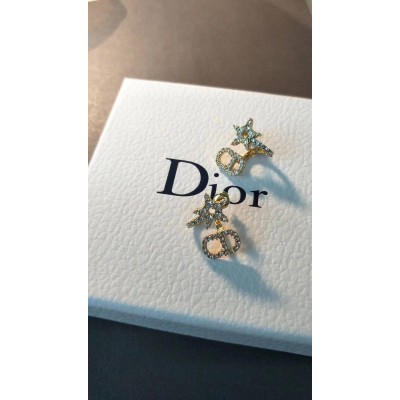 Dior Clair D Lune Earrings In Gold-Finish Metal and White Crystals