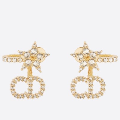 Dior Clair D Lune Earrings In Gold-Finish Metal and White Crystals