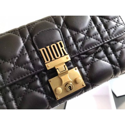 Dior DiorAddict Continental Wallet In Black Lambskin