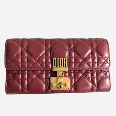 Dior DiorAddict Continental Wallet In Bordeaux Lambskin