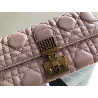 Dior DiorAddict Continental Wallet In Pink Lambskin