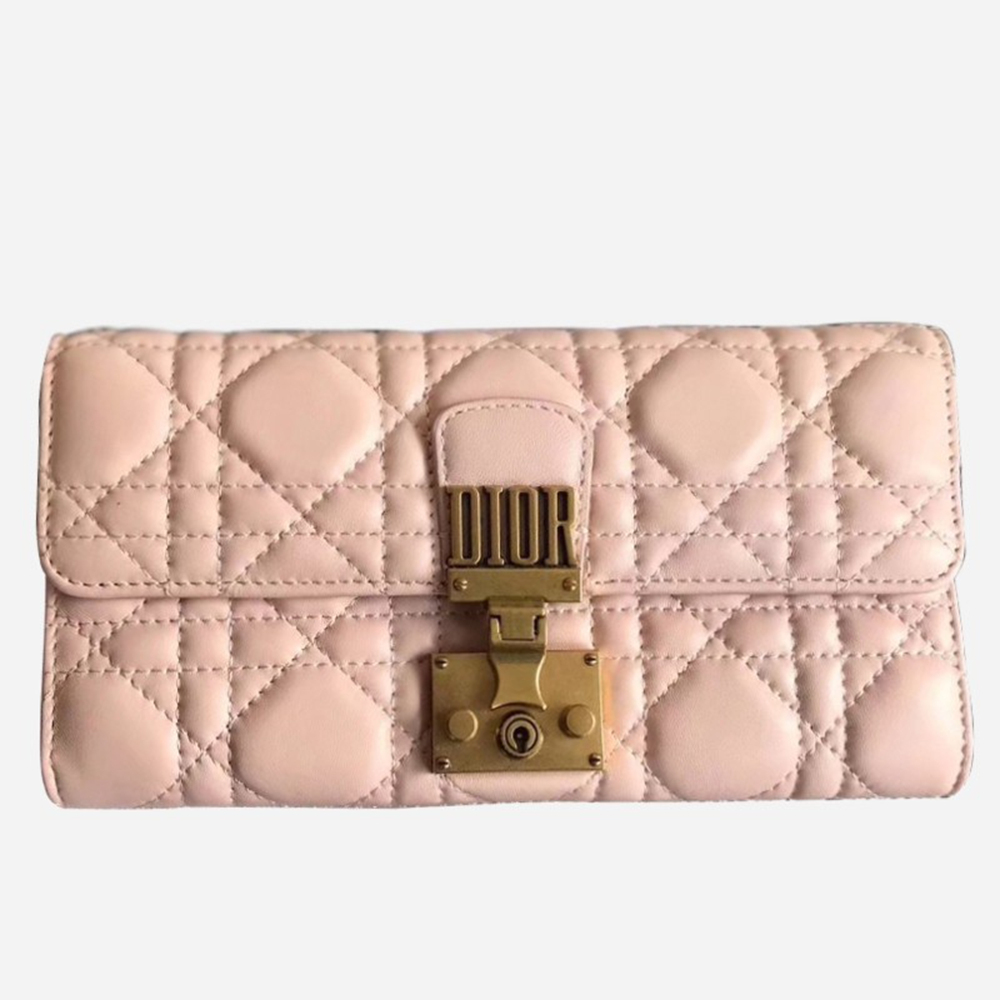 Dior DiorAddict Continental Wallet In Pink Lambskin