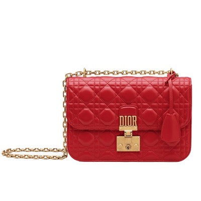 Dior Dioraddict Flap Bag In Red Lambskin