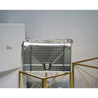 Dior Diorama Bag In Silver Metallic Calfskin