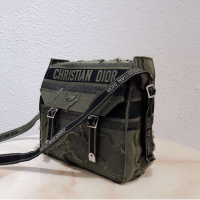 Dior Diorcamp Messenger Bag In Green Camouflage Canvas