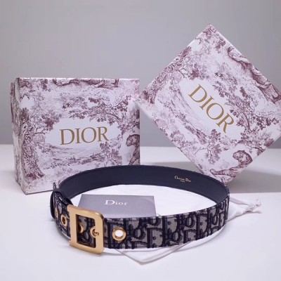 Dior Diorquake 35MM Belt In Blue Oblique Canvas