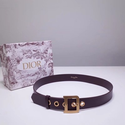 Dior Diorquake 35MM Belt In Bordeaux Calfskin