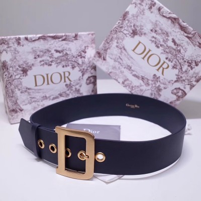 Dior Diorquake 55MM Belt In Dark Blue Calfskin