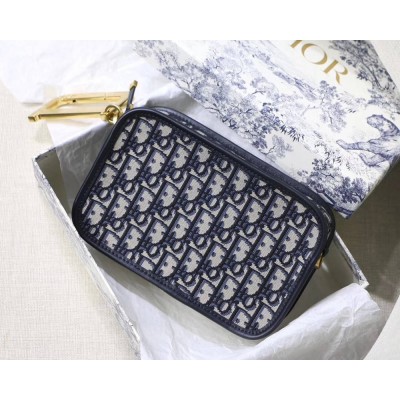 Dior Diorquake Clutch In Blue Dior Oblique Canvas