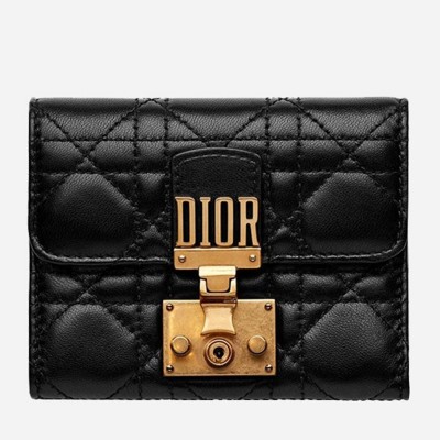 Dior French DiorAddict Wallet In Black Lambskin