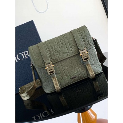 Dior Hit the Road Flap Messenger Bag in Khaki Gravity Leather