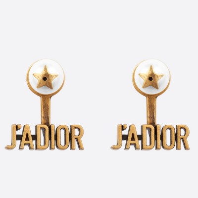 Dior J'Adior Earrings In Antique Gold Metal and Pearls