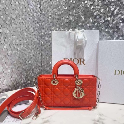 Dior Lady D-Joy Bag In Orange Cannage Lambskin