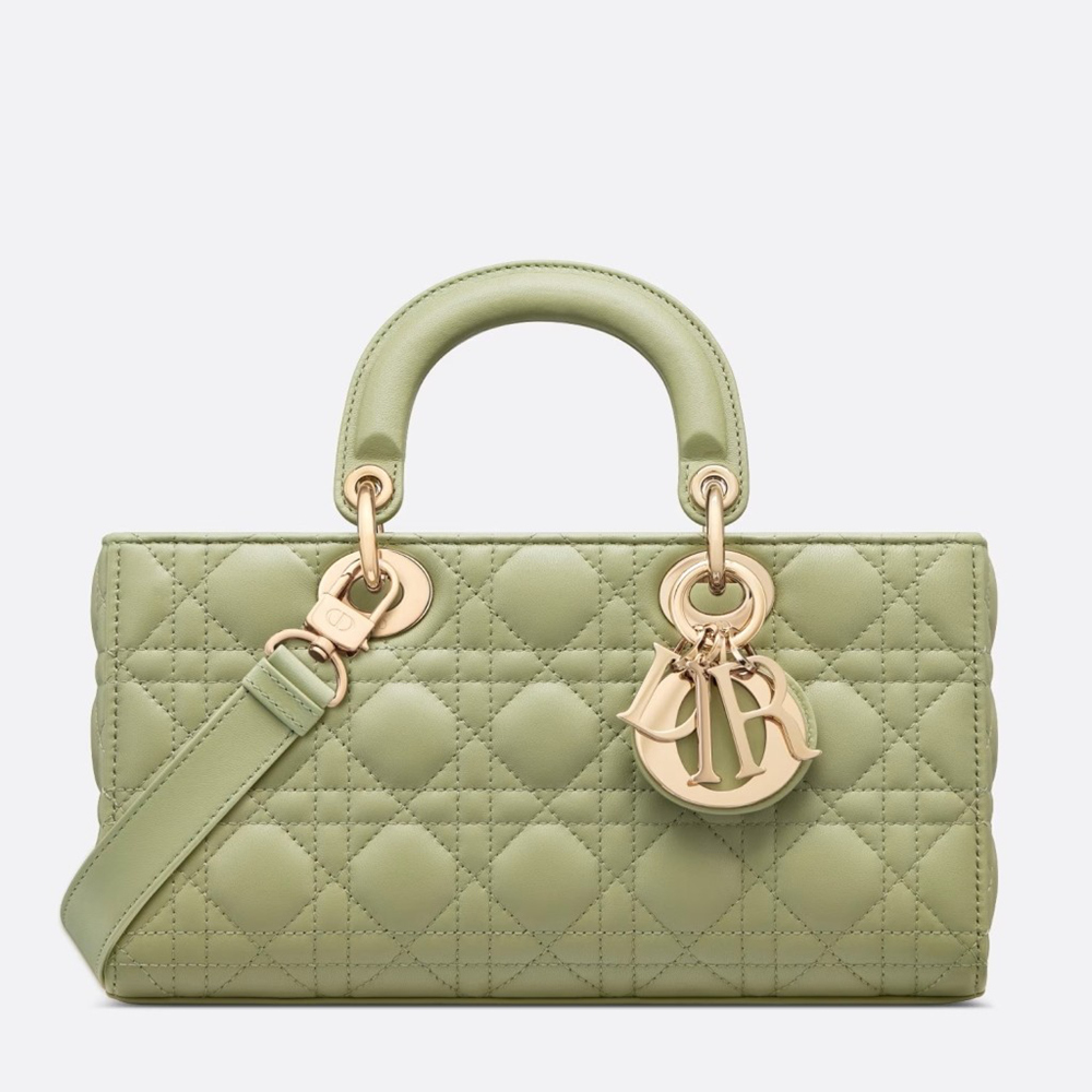 Dior Lady D-Joy Medium Bag In Ethereal Green Cannage Lambskin