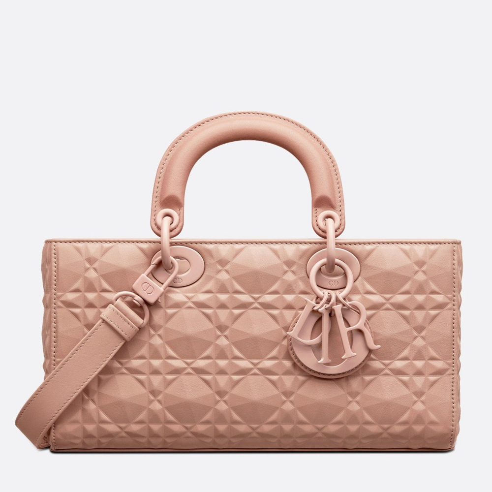 Dior Lady D-Joy Medium Bag In Nude Calfskin with Diamond Motif