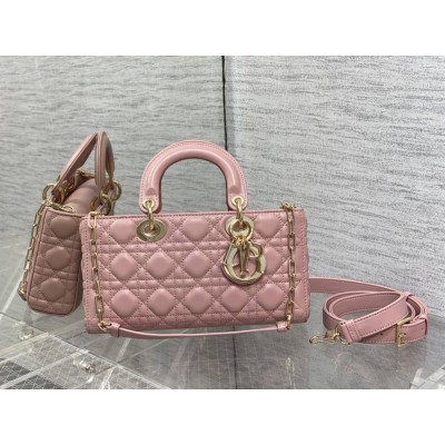 Dior Lady D-Joy Medium Bag In Peony Pink Cannage Lambskin