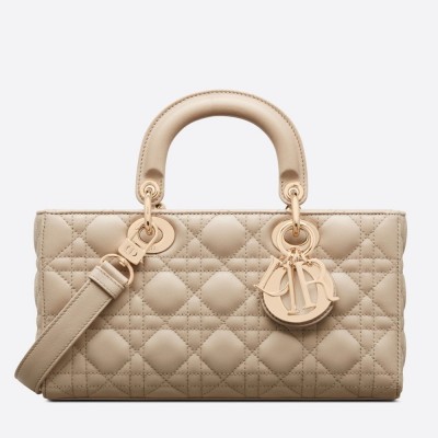 Dior Lady D-Joy Medium Bag In Sand Cannage Lambskin