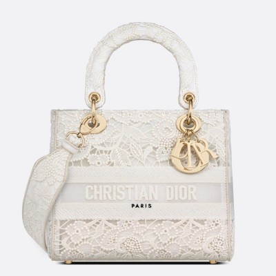 Dior Lady D-Lite Medium Bag in Embroidery with Macrame Effect