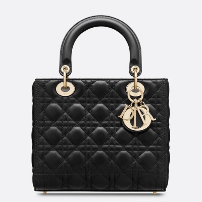 Dior Lady Dior Medium Bag In Black Cannage Lambskin