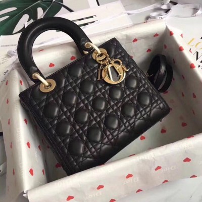 Dior Lady Dior Medium Bag In Black Lambskin