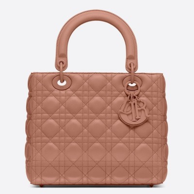 Dior Lady Dior Medium Bag In Blush Ultramatte Cannage Calfskin