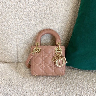 Dior Lady Dior Micro Bag In Poudre Cannage Lambskin