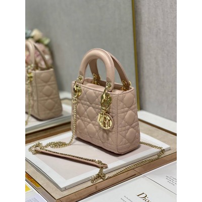 Dior Lady Dior Mini Bag with Chain in Powder Cannage Lambskin