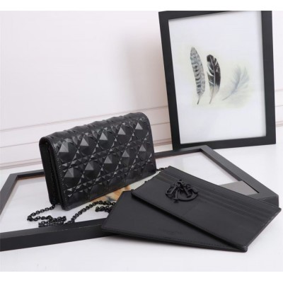 Dior Lady Dior Pouch In Black Diamond Calfskin