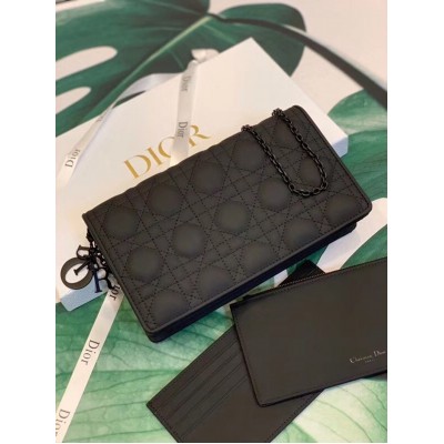 Dior Lady Dior Ultra Black Clutch With Chain