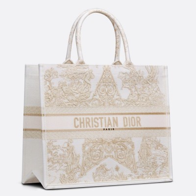 Dior Large Book Tote Bag In Dior Around the World Stella Embroidery