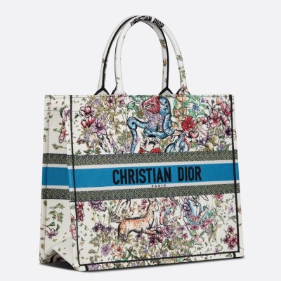 Dior Large Book Tote In Latte D-Constellation Embroidery